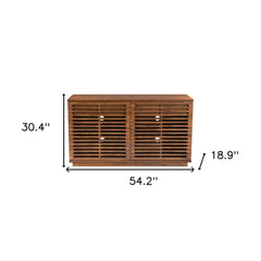 54" Walnut Modern Retro Grooves TV Media Center - Homeroots