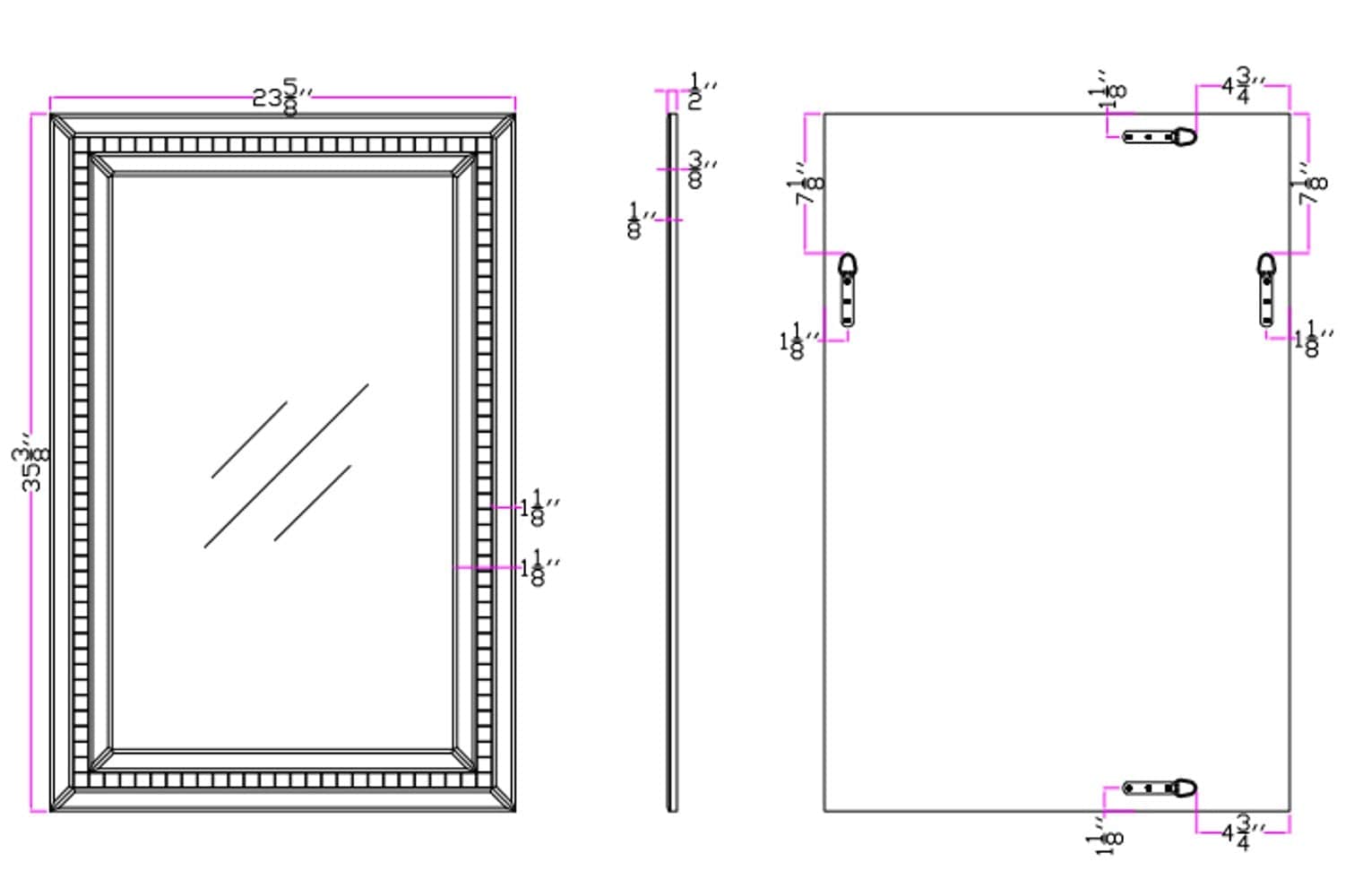 36" Silver Glass Framed Accent Mirror - Homeroots