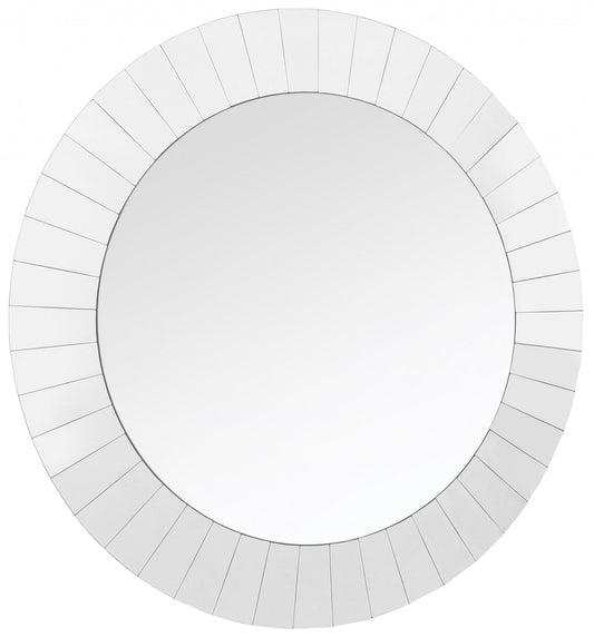 35" Clear Round Glass Framed Accent Mirror - Homeroots