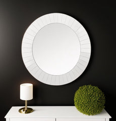 35" Clear Round Glass Framed Accent Mirror - Homeroots