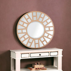 32" Gold Round Metal Framed Accent Mirror - Homeroots