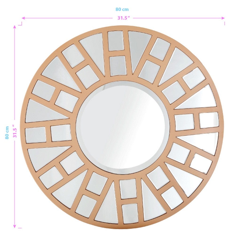 32" Gold Round Metal Framed Accent Mirror - Homeroots