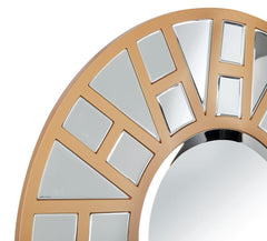 32" Gold Round Metal Framed Accent Mirror - Homeroots