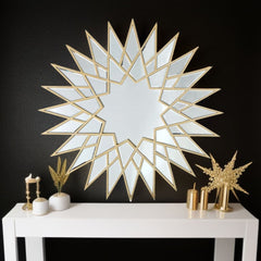 34" Gold Sunburst Metal Framed Accent Mirror - Homeroots