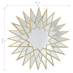34" Gold Sunburst Metal Framed Accent Mirror - Homeroots