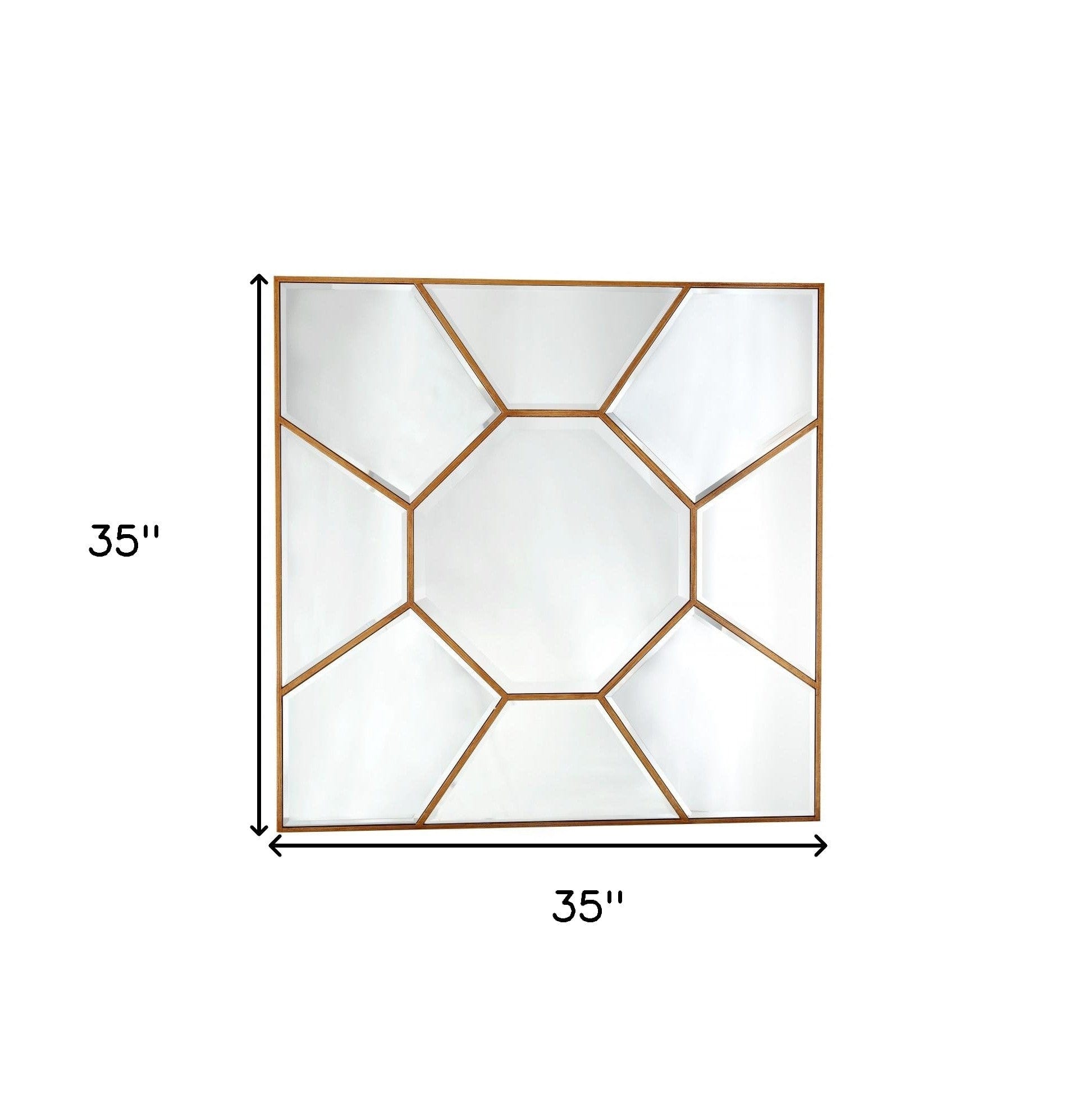 35" Gold Square Metal Framed Accent Mirror - Homeroots