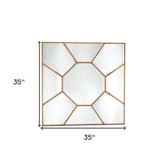 35" Gold Square Metal Framed Accent Mirror - Homeroots