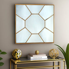 35" Gold Square Metal Framed Accent Mirror - Homeroots