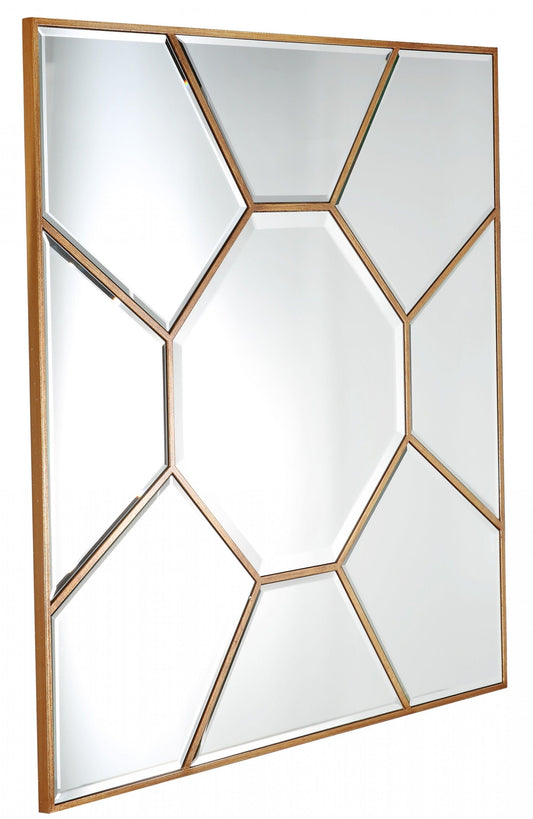 35" Gold Square Metal Framed Accent Mirror - Homeroots