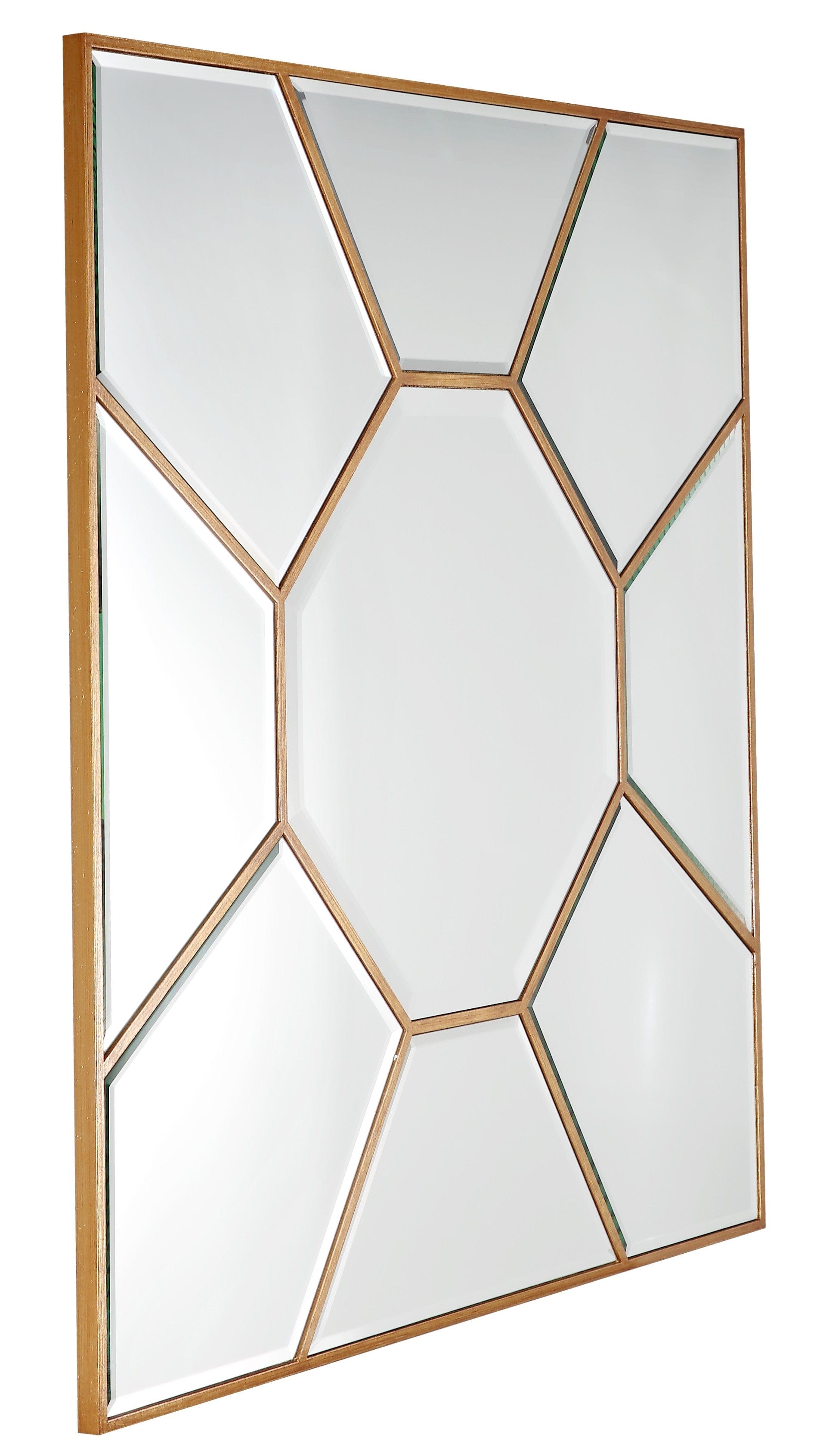 35" Gold Square Metal Framed Accent Mirror - Homeroots