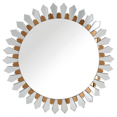 43" Gold Round Glass Framed Accent Mirror - Homeroots