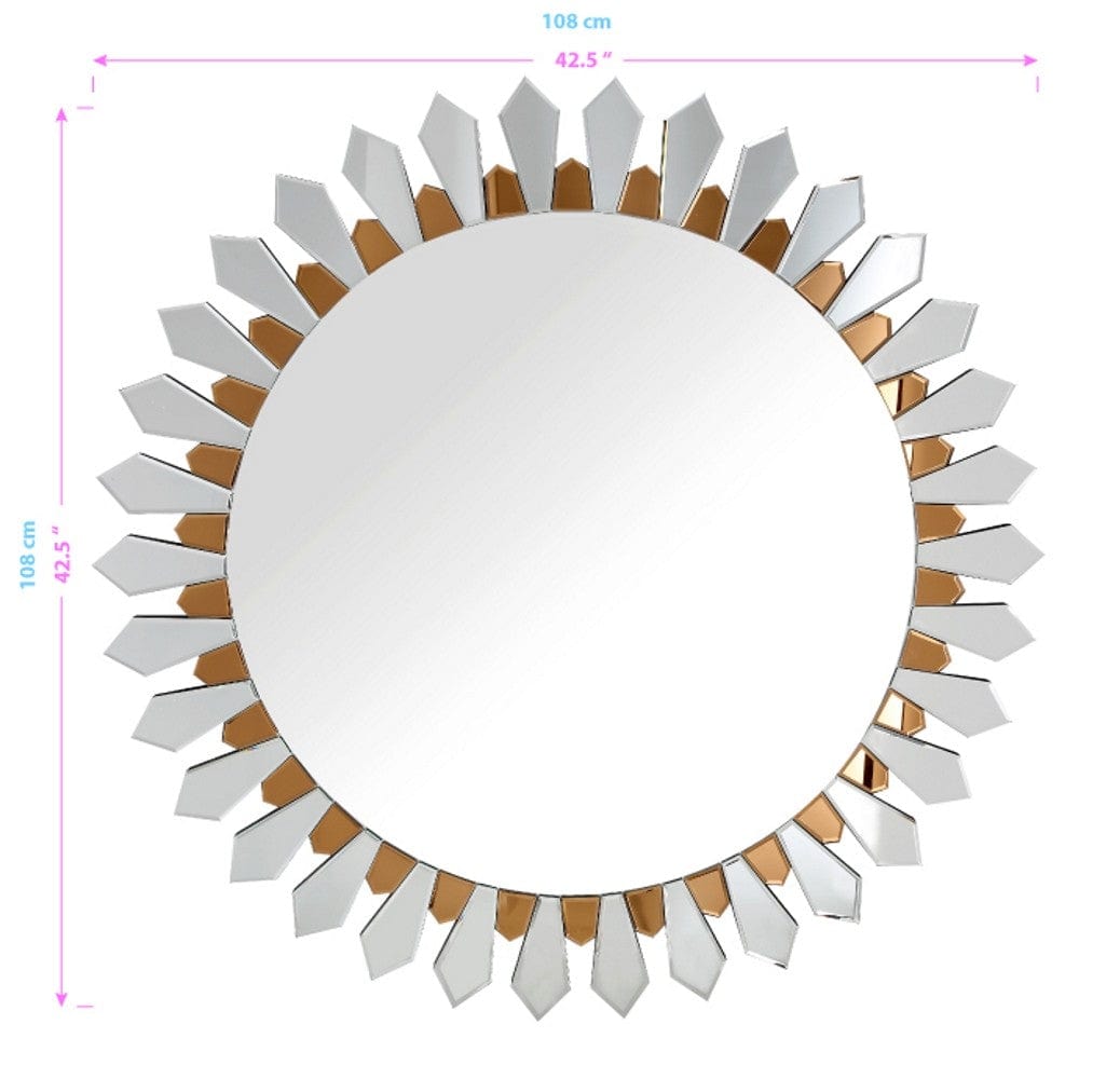 43" Gold Round Glass Framed Accent Mirror - Homeroots