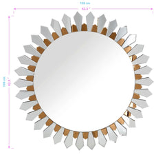 43" Gold Round Glass Framed Accent Mirror - Homeroots