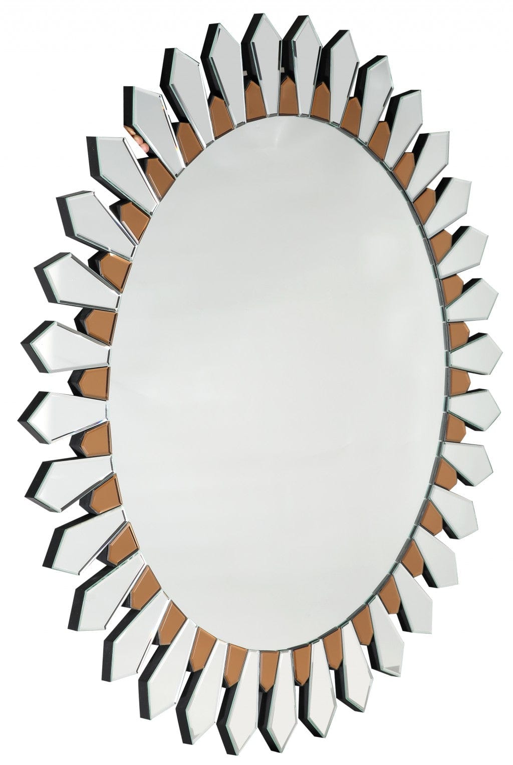43" Gold Round Glass Framed Accent Mirror - Homeroots