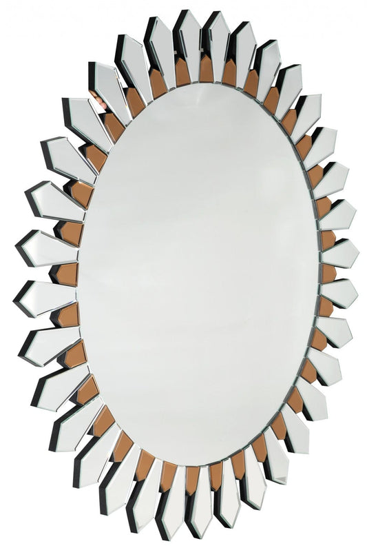 43" Gold Round Glass Framed Accent Mirror - Homeroots