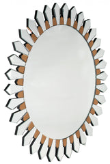43" Gold Round Glass Framed Accent Mirror - Homeroots