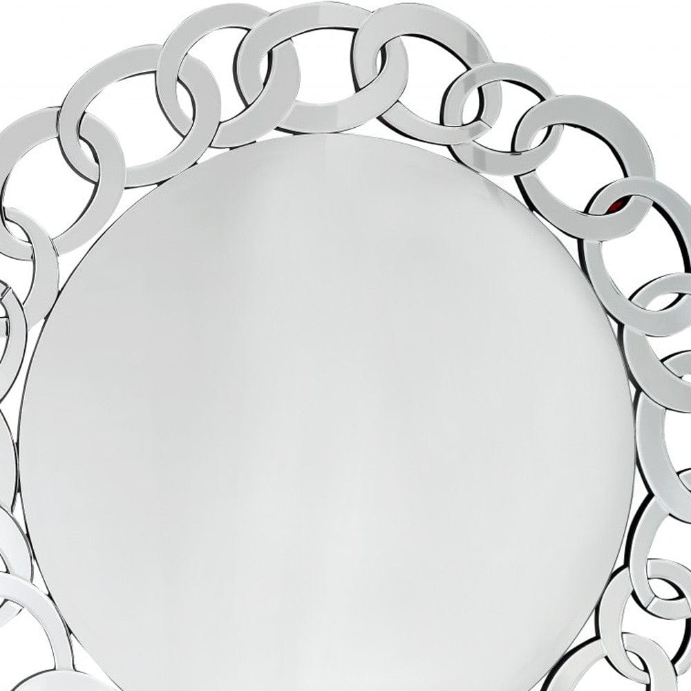 39" Clear Round Glass Framed Accent Mirror - Homeroots