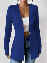 One Button Long Sleeve Blazer - Trendsi - Flyclothing LLC
