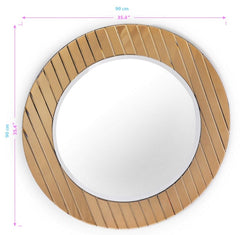 35" Gold Round Glass Framed Accent Mirror - Homeroots