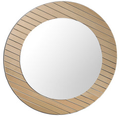 35" Gold Round Glass Framed Accent Mirror - Homeroots