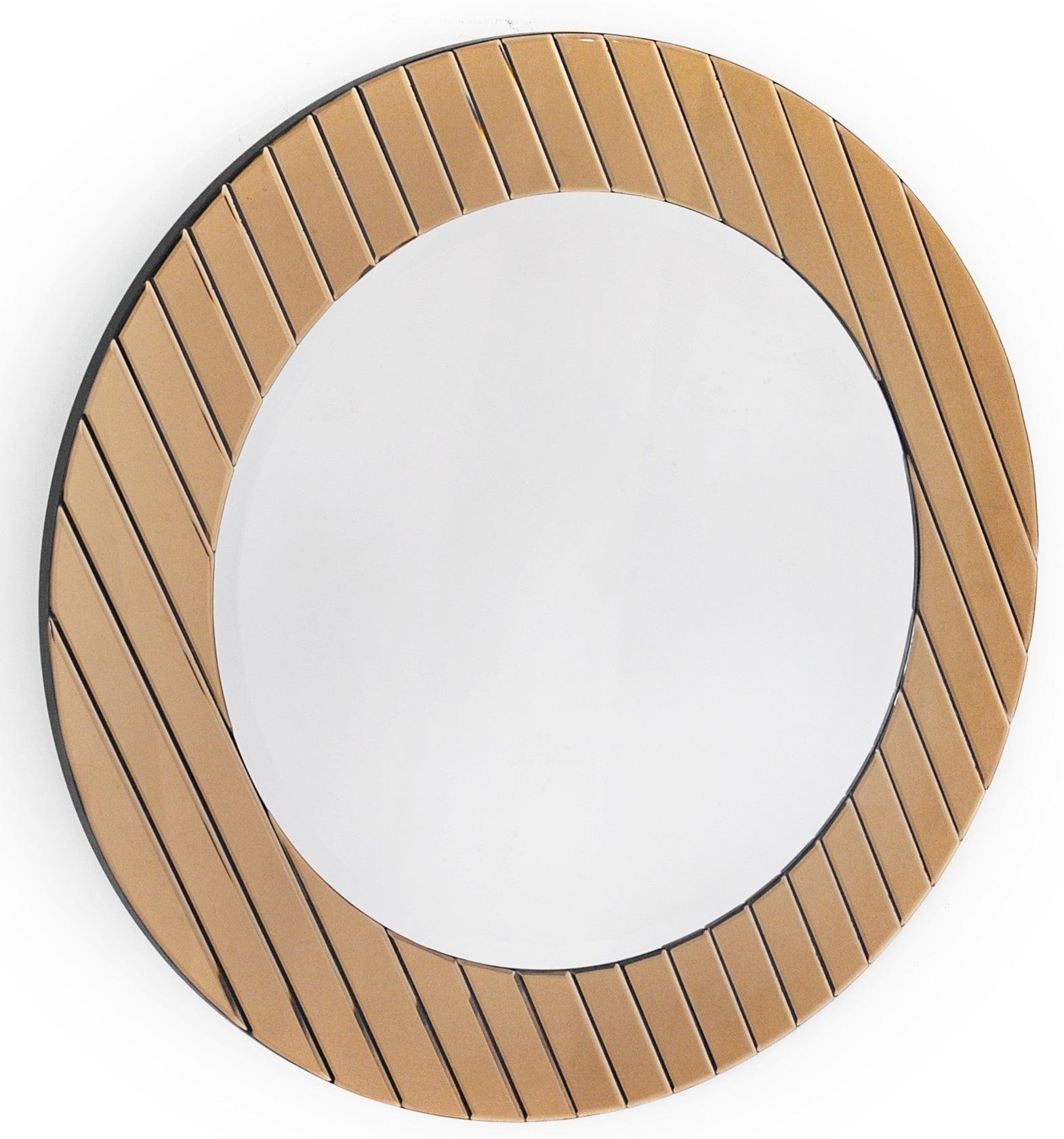 35" Gold Round Glass Framed Accent Mirror - Homeroots