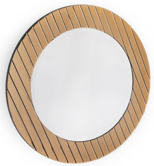 35" Gold Round Glass Framed Accent Mirror - Homeroots