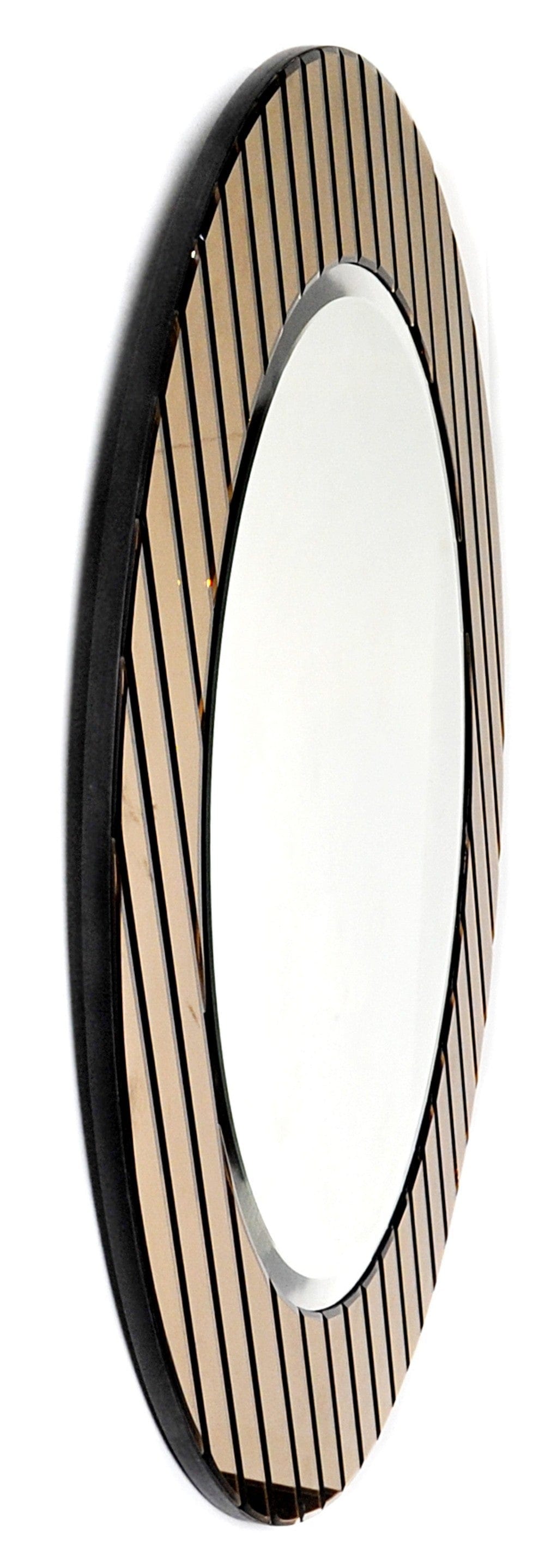 35" Gold Round Glass Framed Accent Mirror - Homeroots