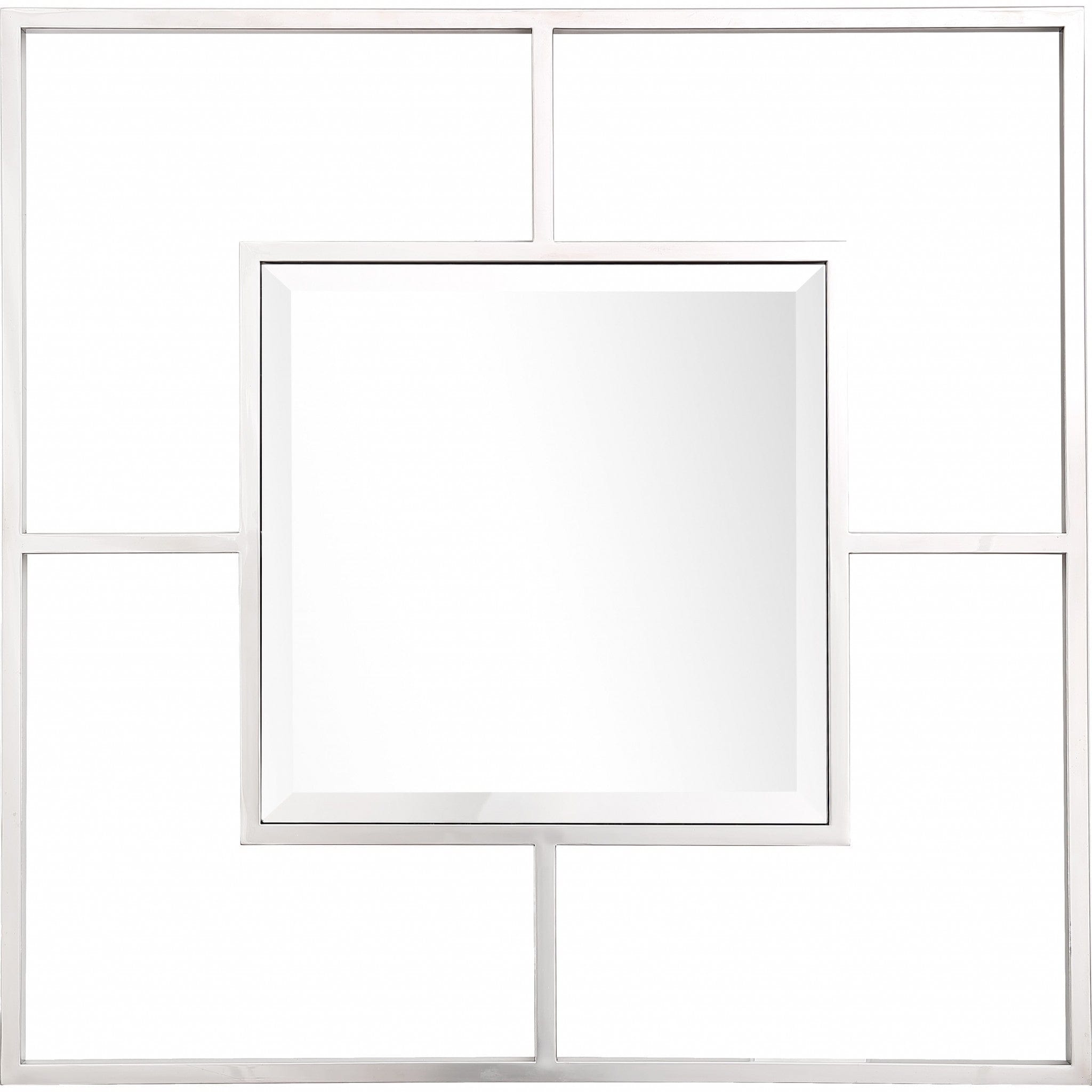 32" Silver Square Metal Framed Accent Mirror - Homeroots