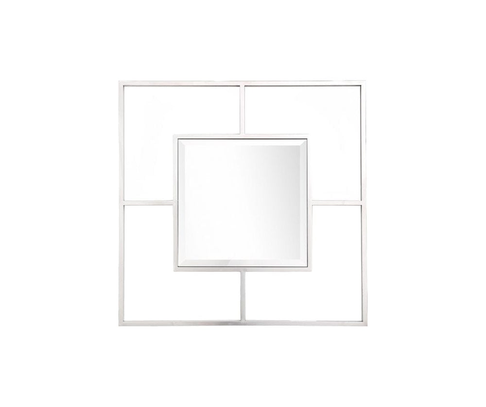 32" Silver Square Metal Framed Accent Mirror - Homeroots