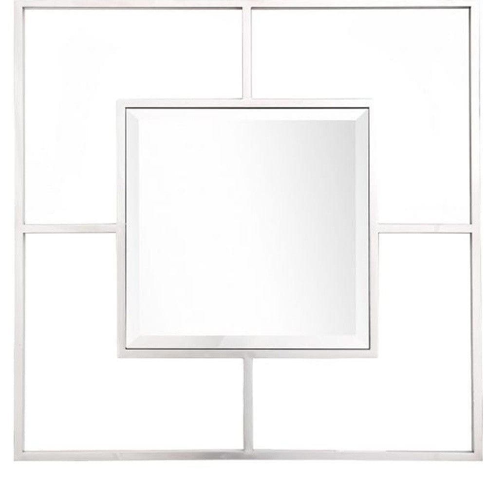 32" Silver Square Metal Framed Accent Mirror - Homeroots