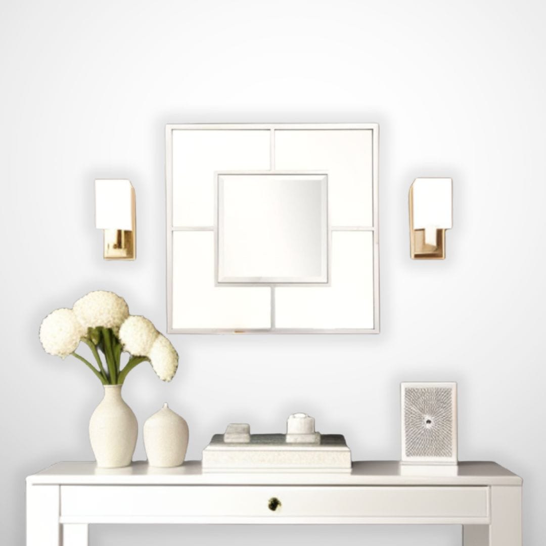 32" Silver Square Metal Framed Accent Mirror - Homeroots