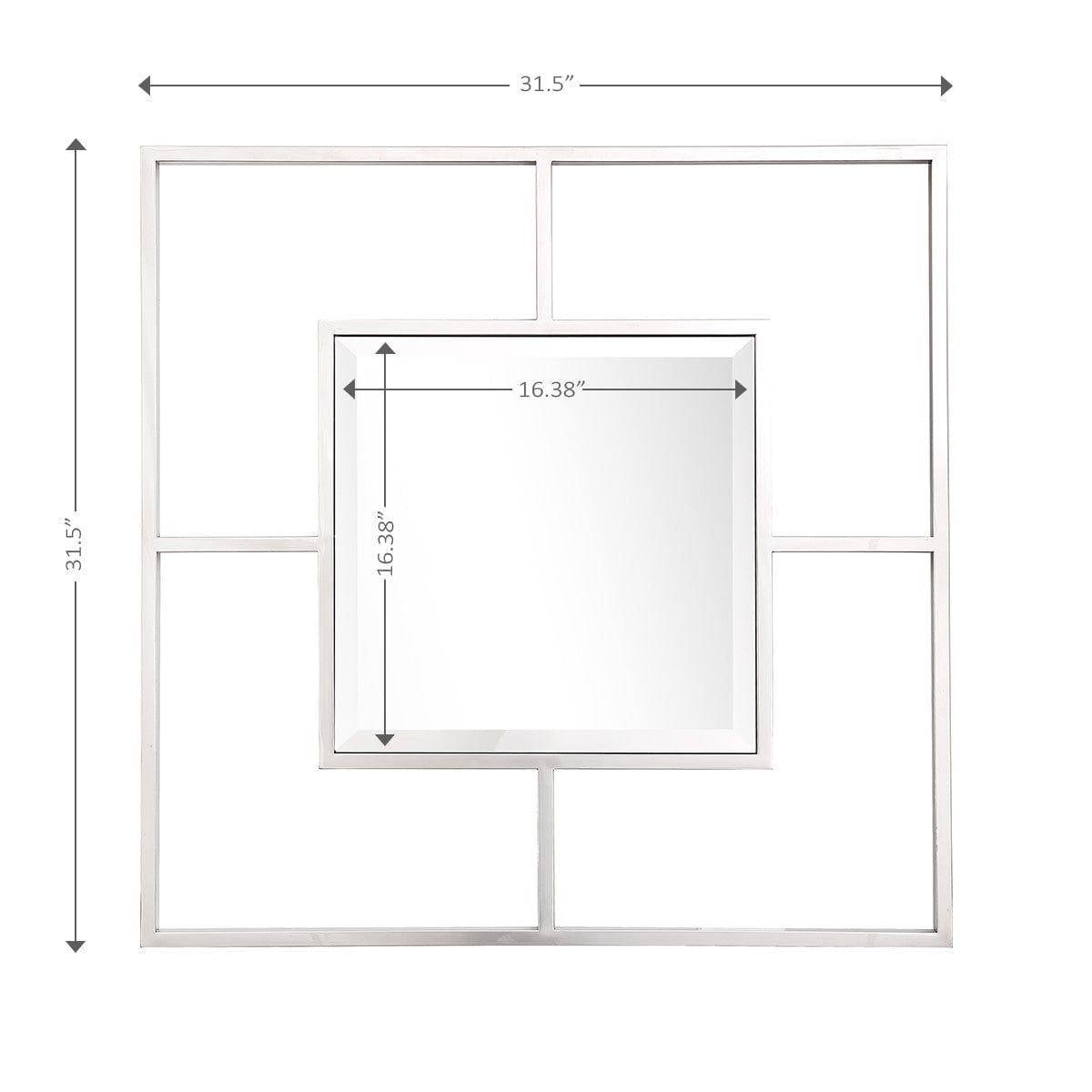 32" Silver Square Metal Framed Accent Mirror - Homeroots