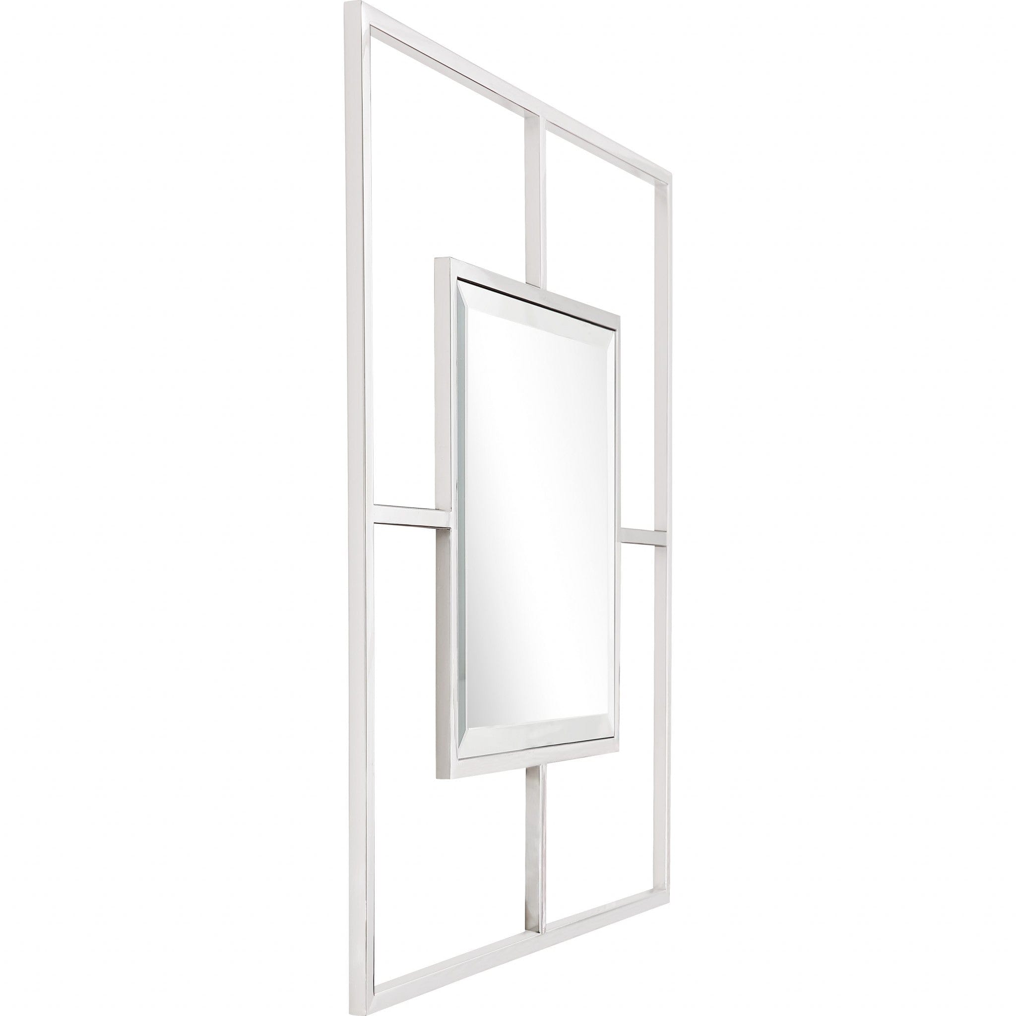 32" Silver Square Metal Framed Accent Mirror - Homeroots