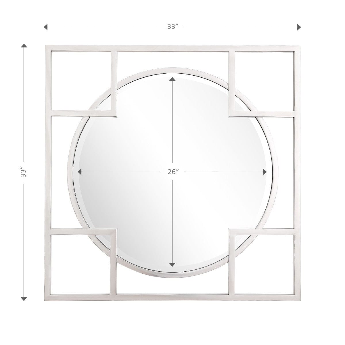 33" Silver Square Metal Framed Accent Mirror - Homeroots