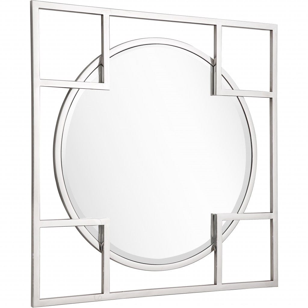 33" Silver Square Metal Framed Accent Mirror - Homeroots
