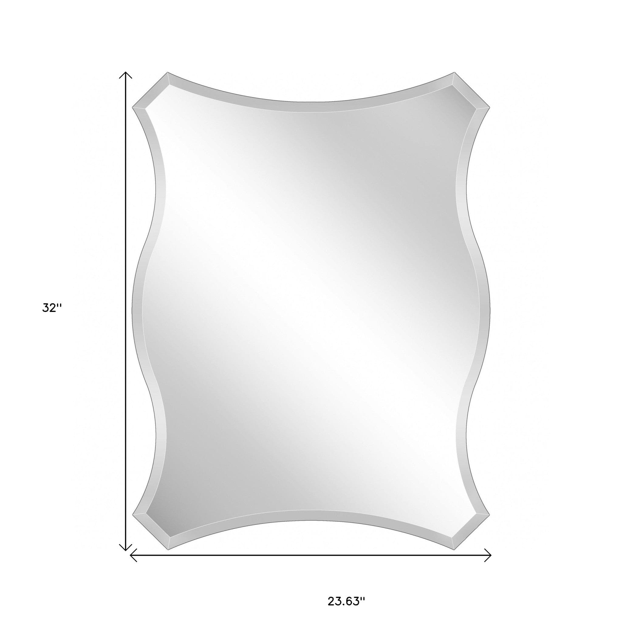 32" Silver Novelty Glass Framed Accent Mirror - Homeroots