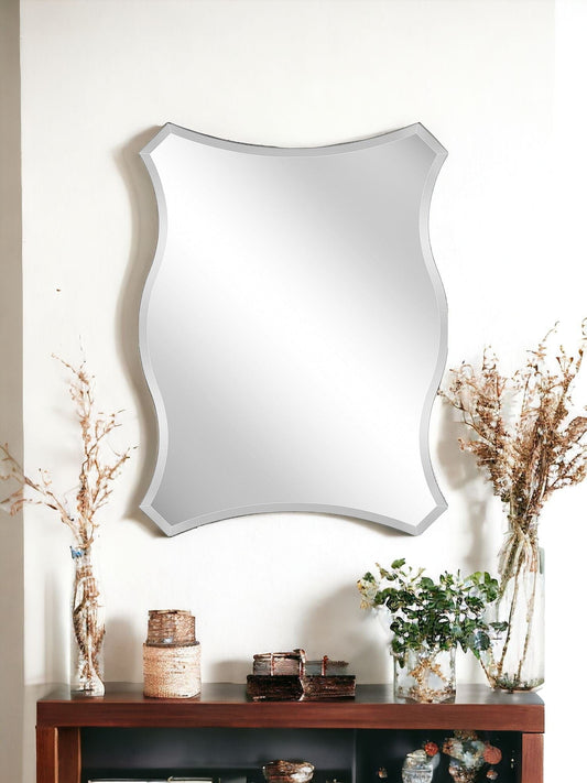 32" Silver Novelty Glass Framed Accent Mirror - Homeroots