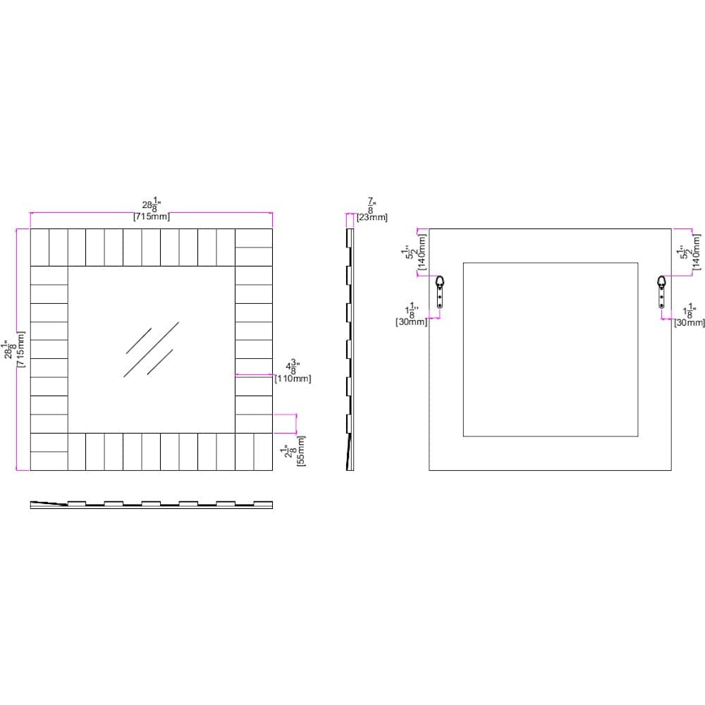 28" Clear Square Glass Framed Accent Mirror - Homeroots