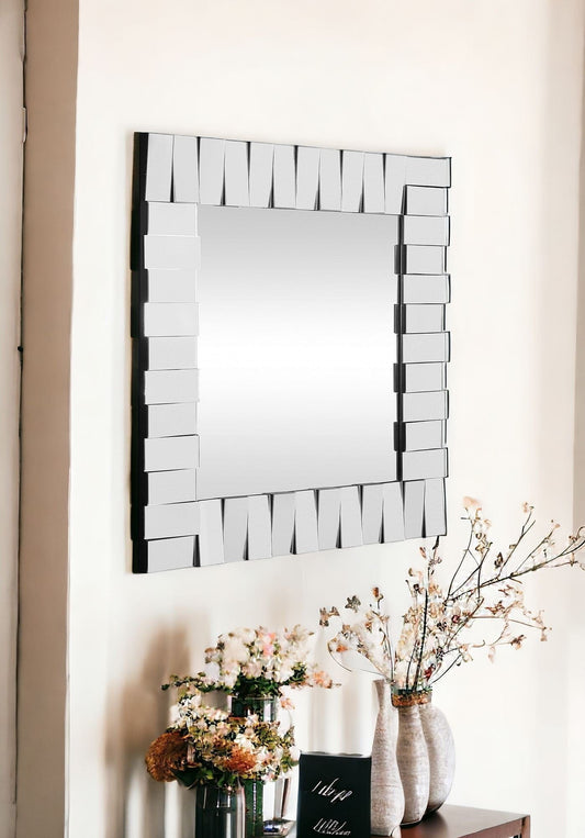 28" Clear Square Glass Framed Accent Mirror - Homeroots