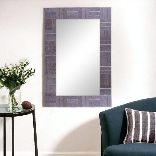35" Gray Glass Framed Accent Mirror - Homeroots