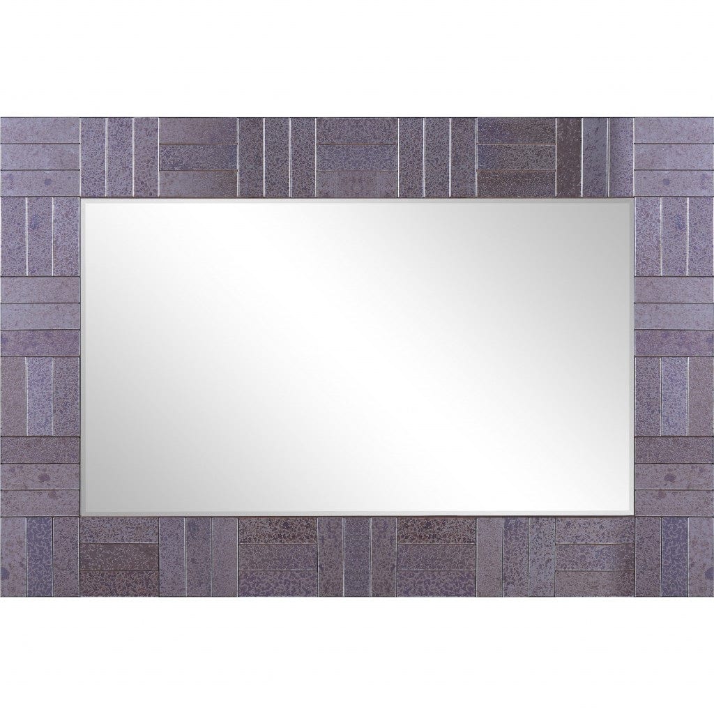 35" Gray Glass Framed Accent Mirror - Homeroots