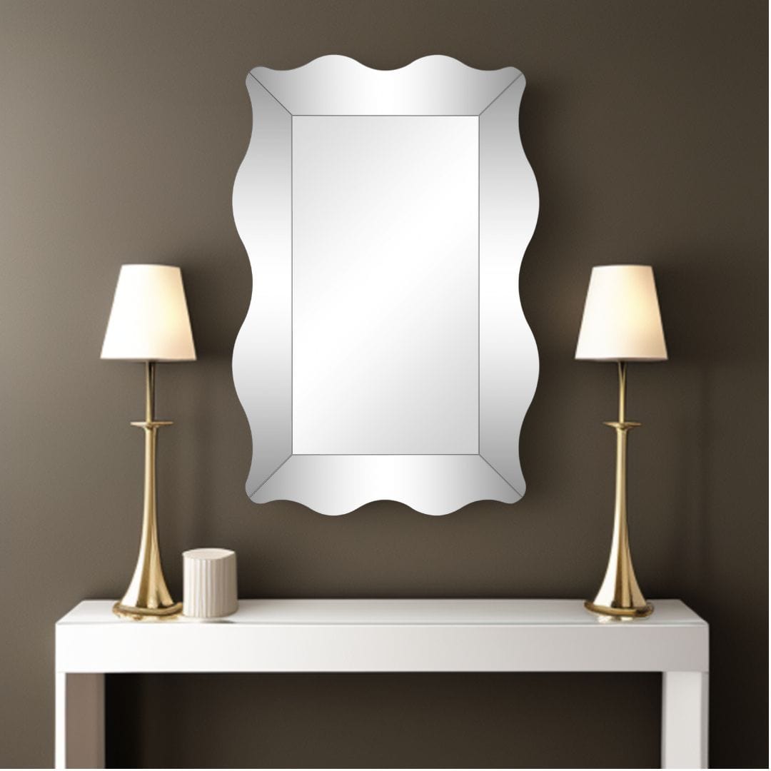 35" Clear Novelty Glass Framed Accent Mirror - Homeroots