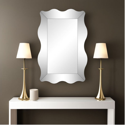 35" Clear Novelty Glass Framed Accent Mirror - Homeroots