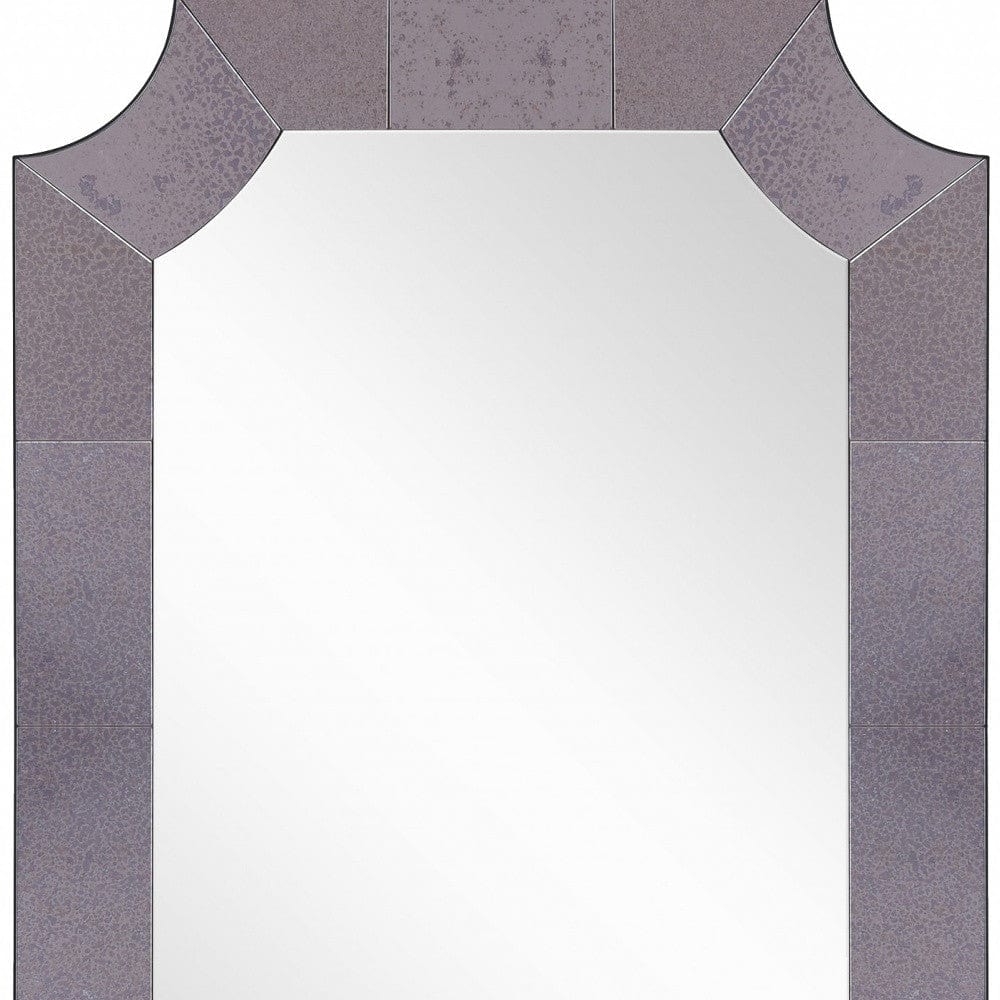 35" Gray Novelty Glass Framed Accent Mirror - Homeroots