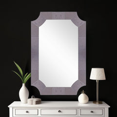 35" Gray Novelty Glass Framed Accent Mirror - Homeroots
