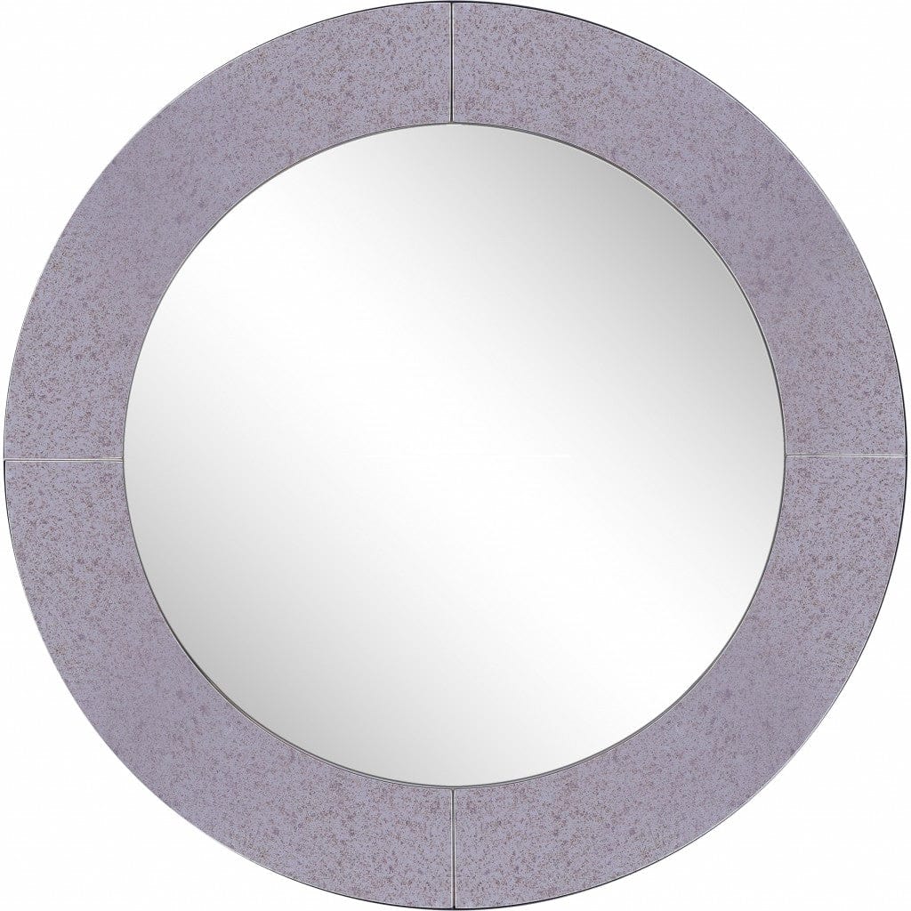 30" Gray Round Glass Framed Accent Mirror - Homeroots