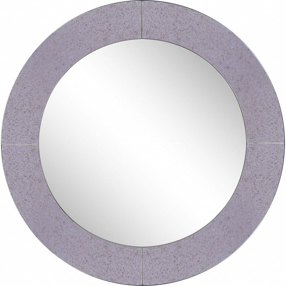 30" Gray Round Glass Framed Accent Mirror - Homeroots
