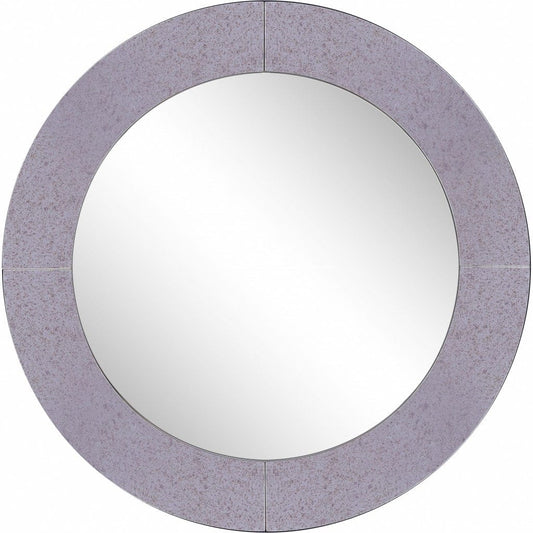 30" Gray Round Glass Framed Accent Mirror - Homeroots