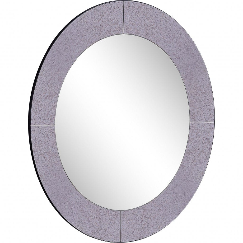30" Gray Round Glass Framed Accent Mirror - Homeroots