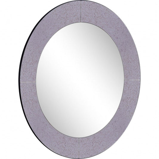 30" Gray Round Glass Framed Accent Mirror - Homeroots